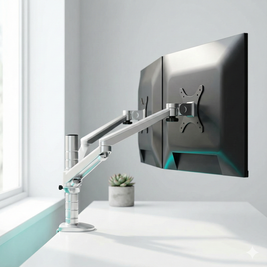 Support Double Bras Moniteur Aluminium VESA - 2x 7kg Max