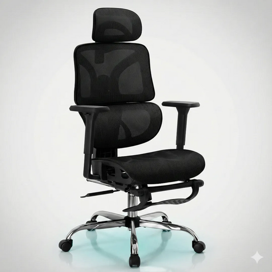 Chaise Ergonomique Mesh — Accoudoirs 3D & Repose-pieds