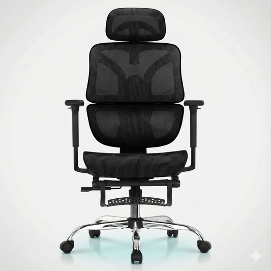 Chaise Ergonomique Mesh — Accoudoirs 3D & Repose-pieds